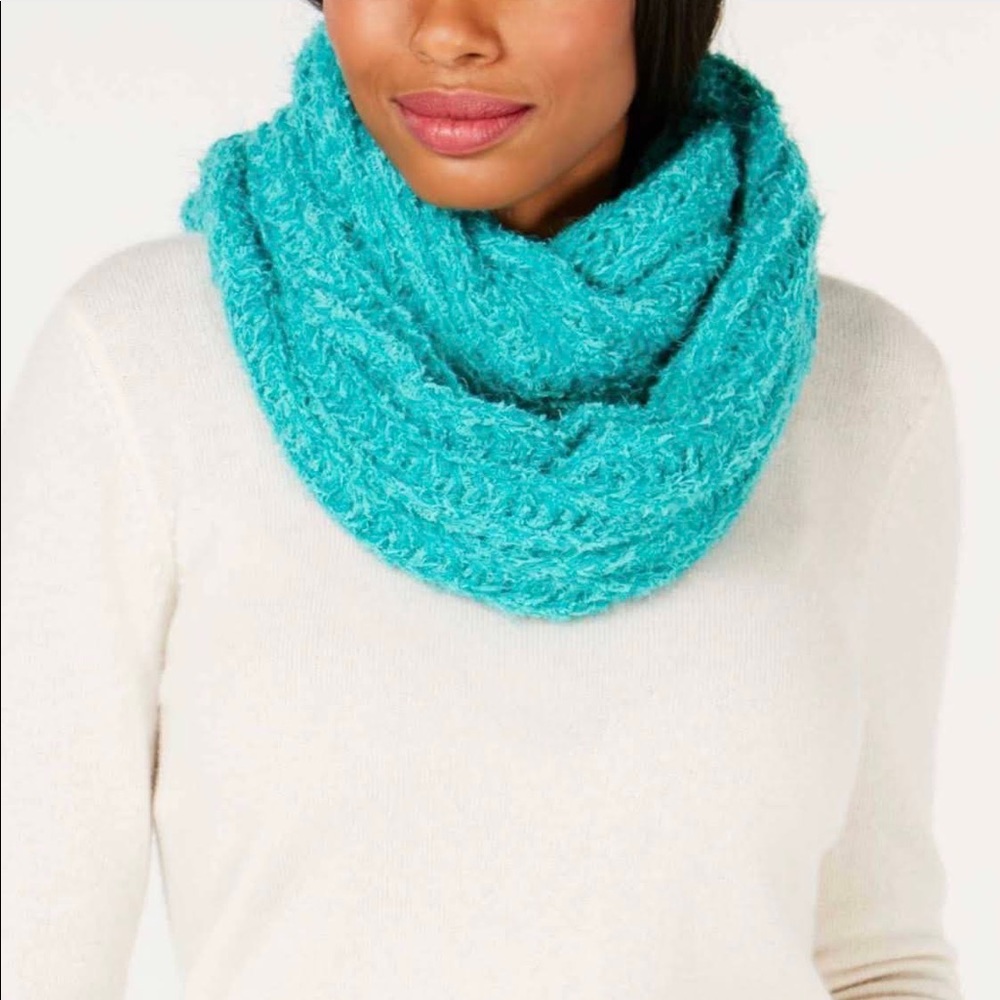 INC Chenille Teal Textured Soft Infinity Scarf